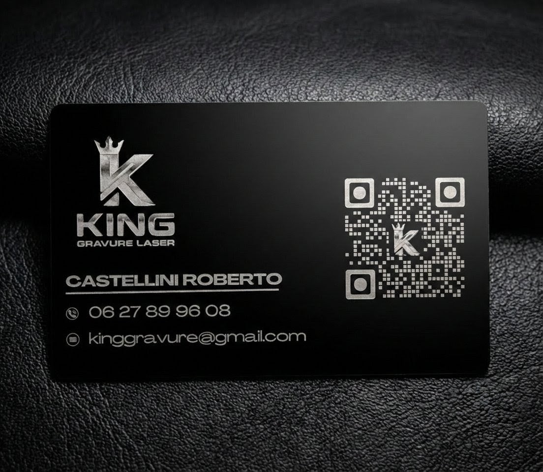 Carte de Visite Métal "Premium" – Gravure Laser & QR - Code Dynamique - King Gravure Laser