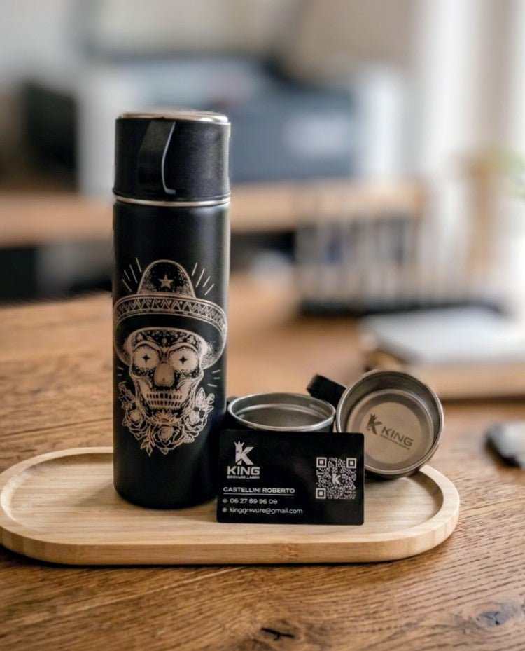 Coffret Thermos Personnalisé (Inclus 3 tasses) - King Gravure Laser