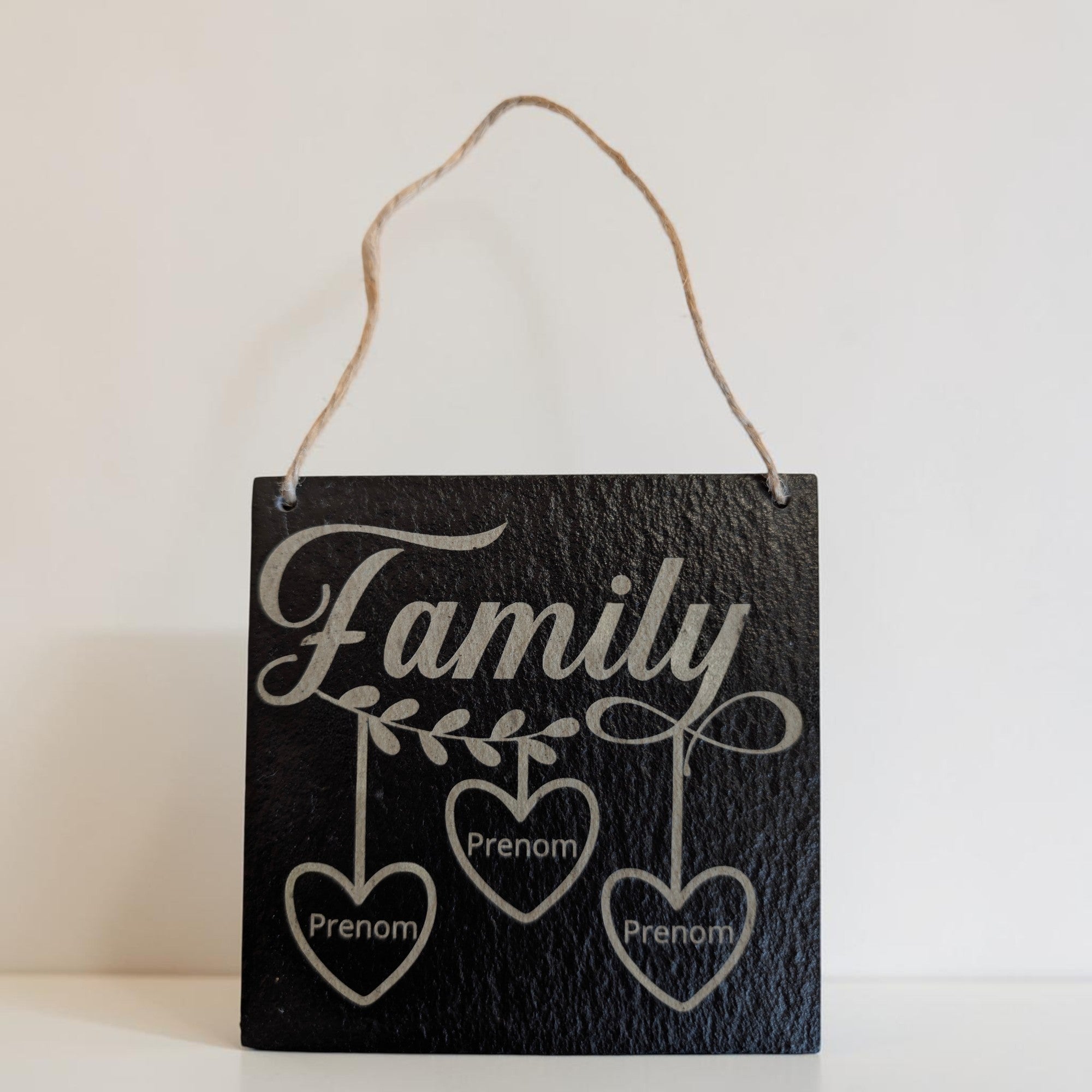 Plaque d'Ardoise Gravée Personnalisable "Family" & Prénoms