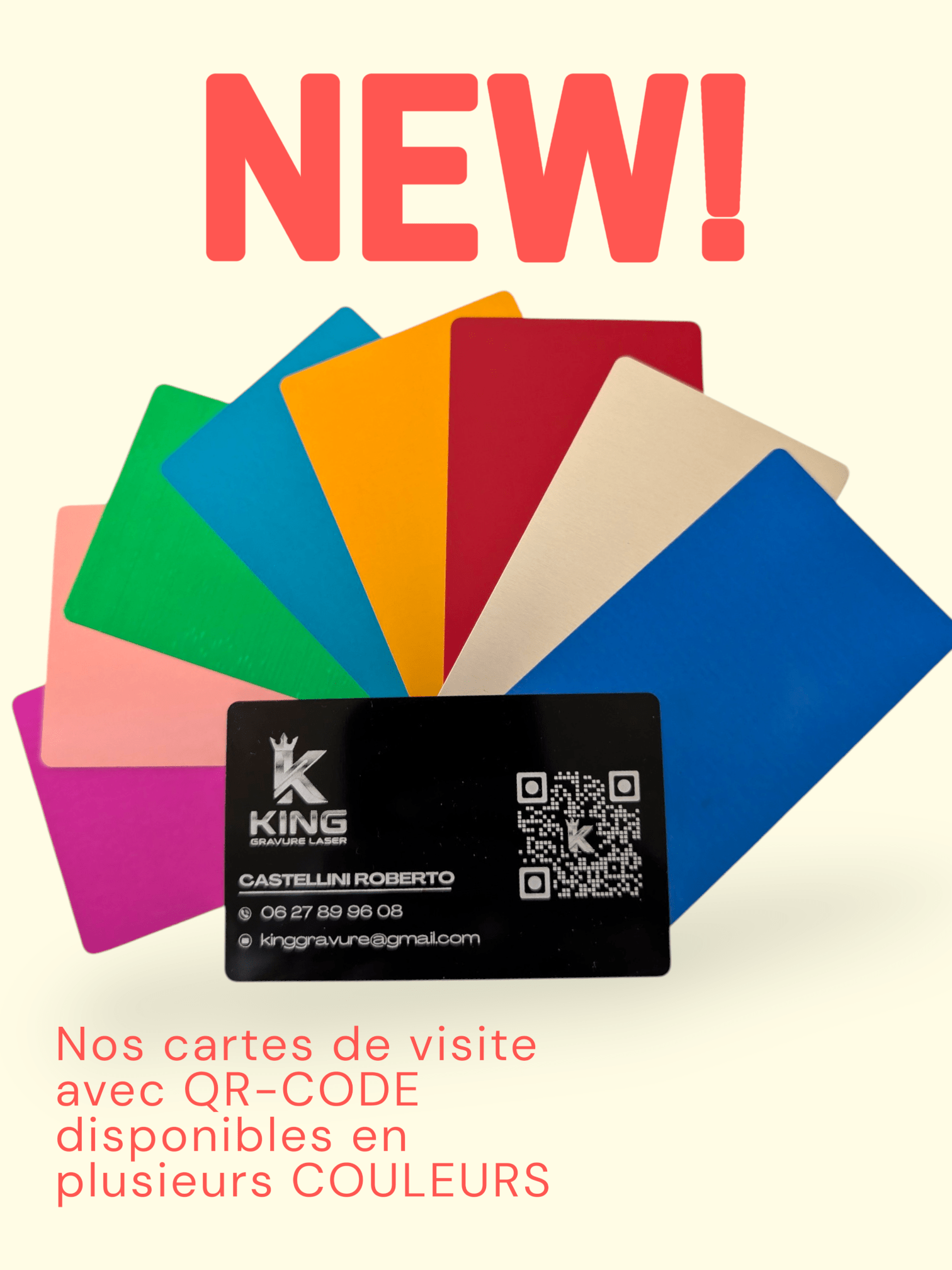 Carte de Visite Métal "Premium" – Gravure Laser & QR - Code Dynamique - King Gravure Laser