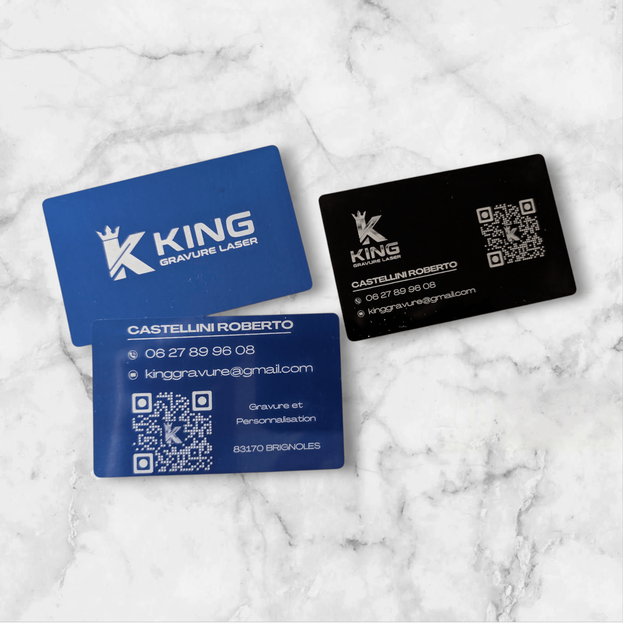 Carte de Visite Métal "Premium" – Gravure Laser & QR - Code Dynamique - King Gravure Laser