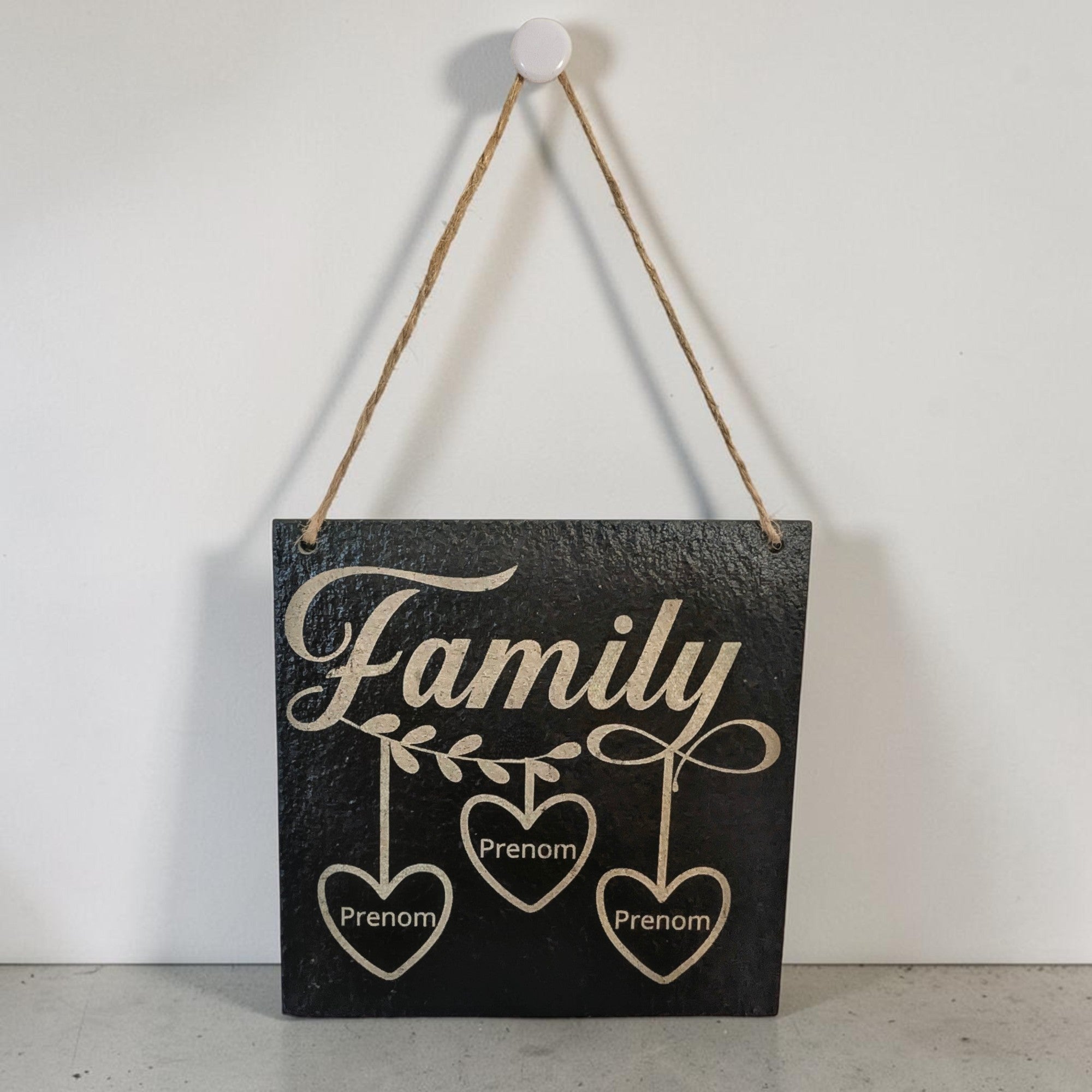 Plaque d'Ardoise Gravée Personnalisable "Family" & Prénoms