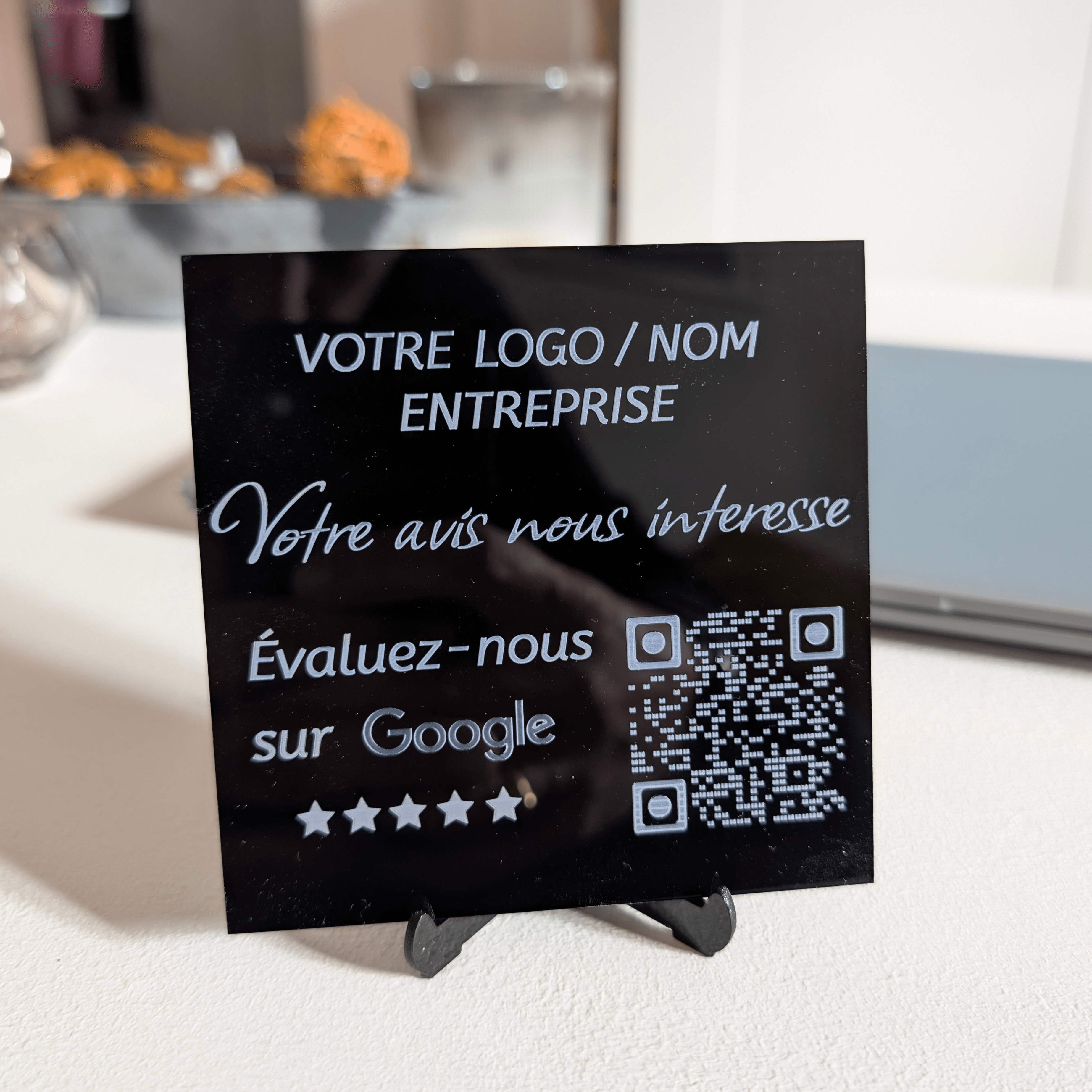 Plaque d'Avis Google - Gravure Laser acrylique Noir 👑 - King Gravure Laser