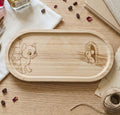 Plateau en Bambou Gravé Laser - Illustration "Chat & Souris" - Vide - poche Artisanal - King Gravure Laser
