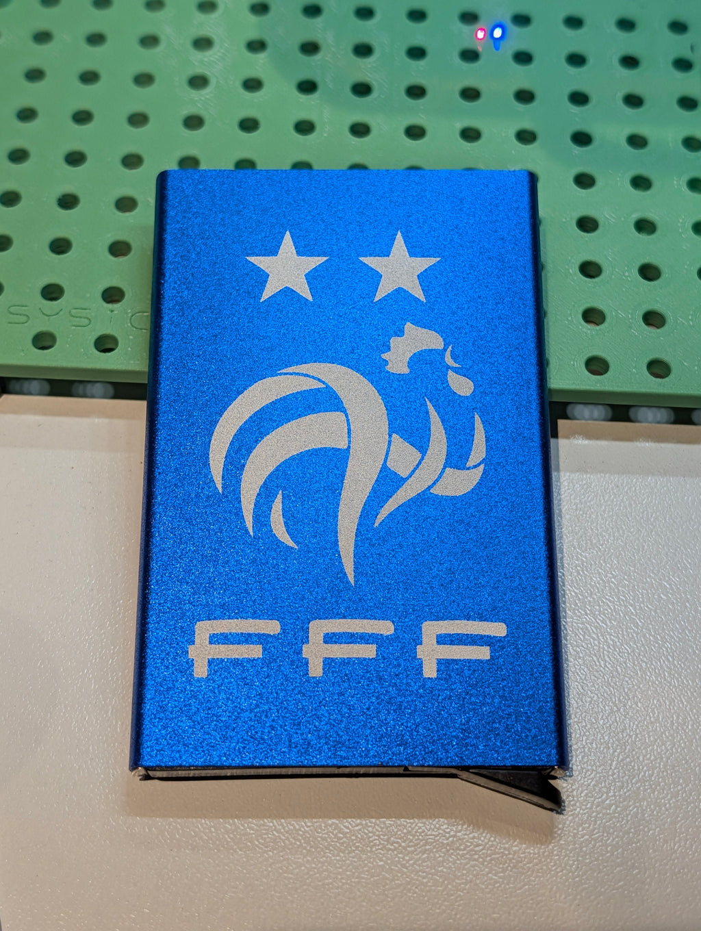 Porte - Cartes Équipe de France en Aluminium anti - RFID – Gravure Laser Coq FFF - King Gravure Laser