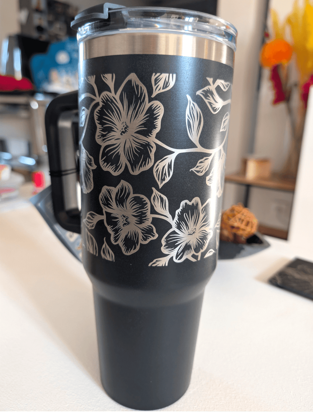 Gourde Isotherme XL 1150ml - Gravure Florale & Personnalisation Gravée - King Gravure Laser