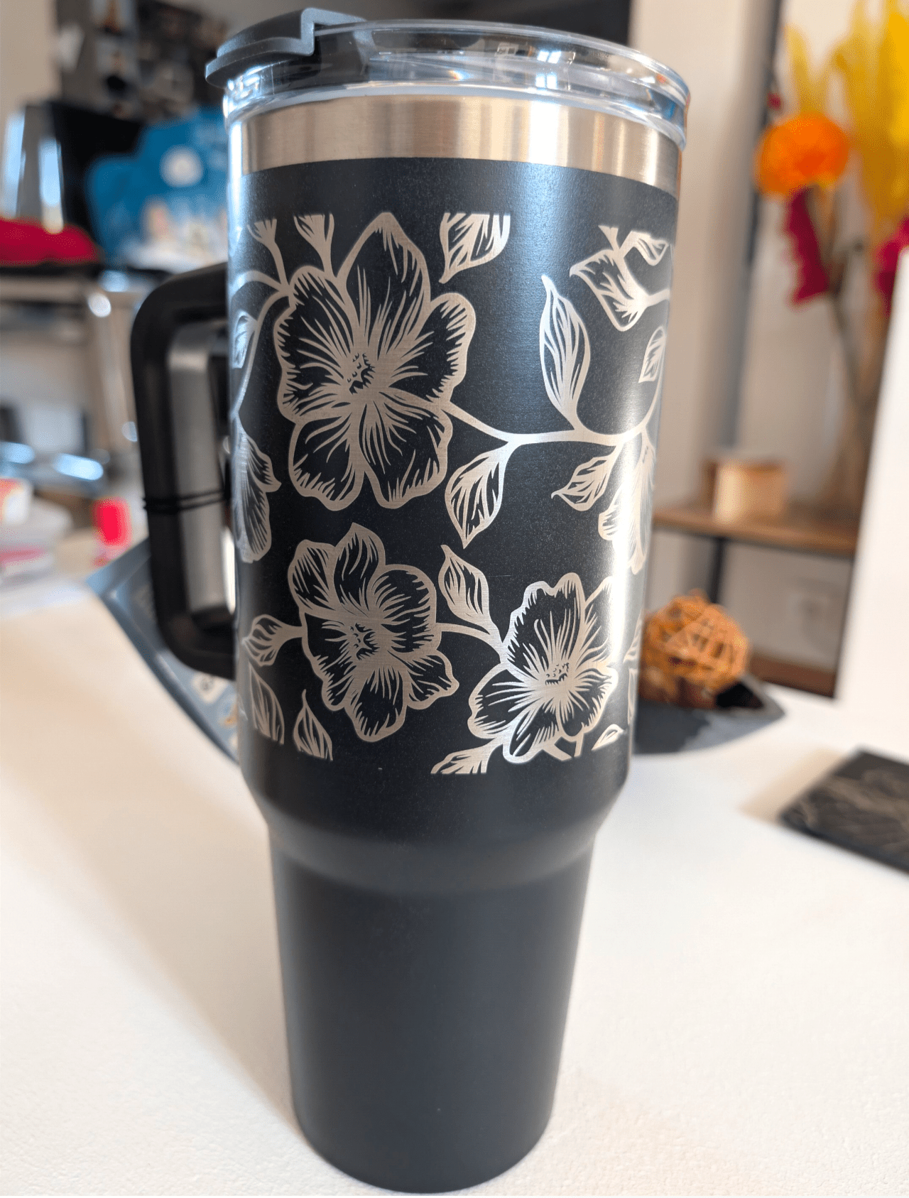 Gourde Isotherme XL 1150ml - Gravure Florale & Personnalisation Gravée - King Gravure Laser