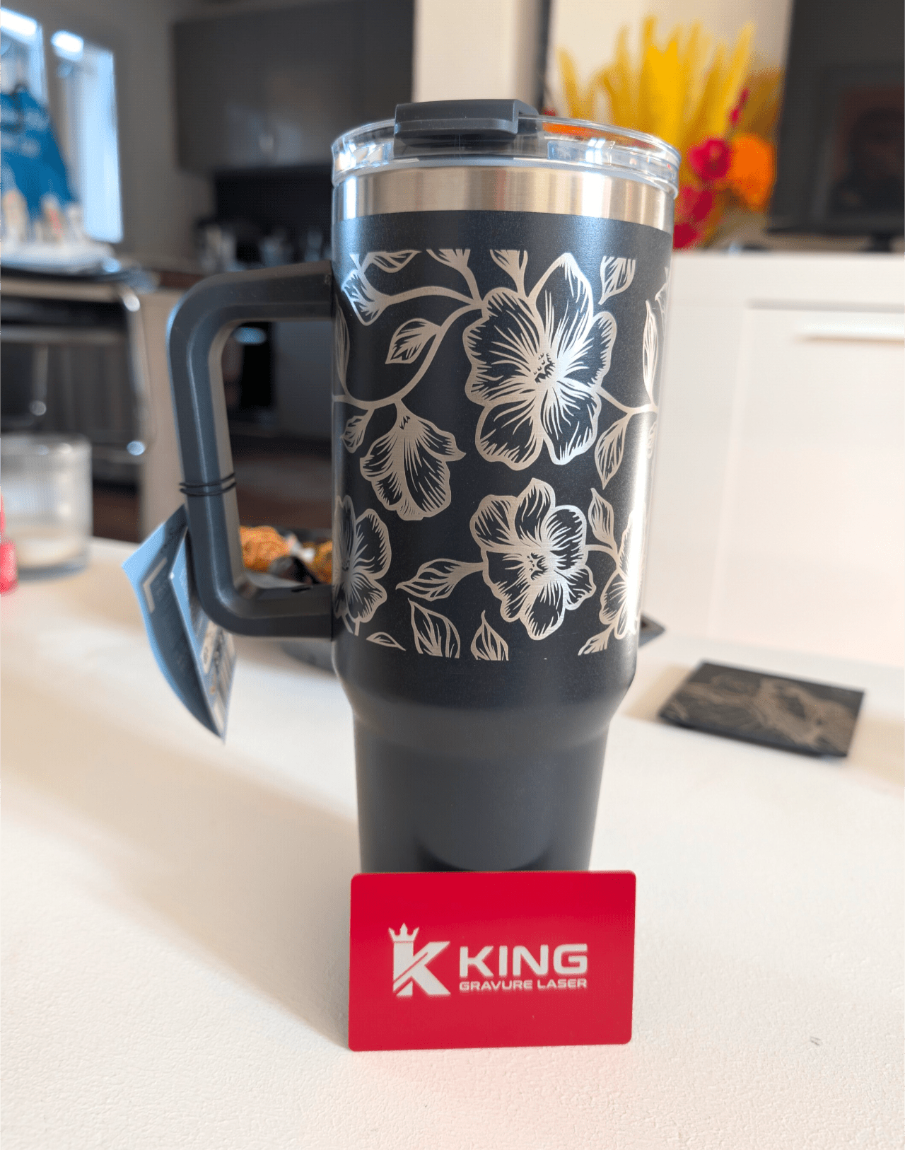 Gourde Isotherme XL 1150ml - Gravure Florale & Personnalisation Gravée - King Gravure Laser