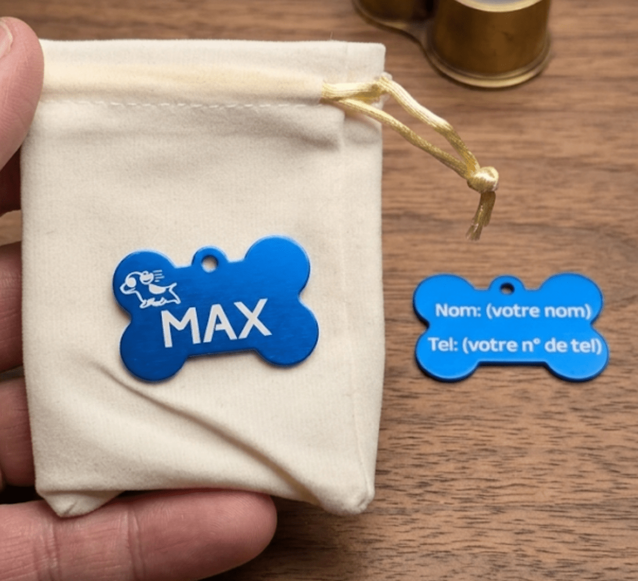 Médaille Personnalisée pour Chien - Forme Os - King Gravure Laser