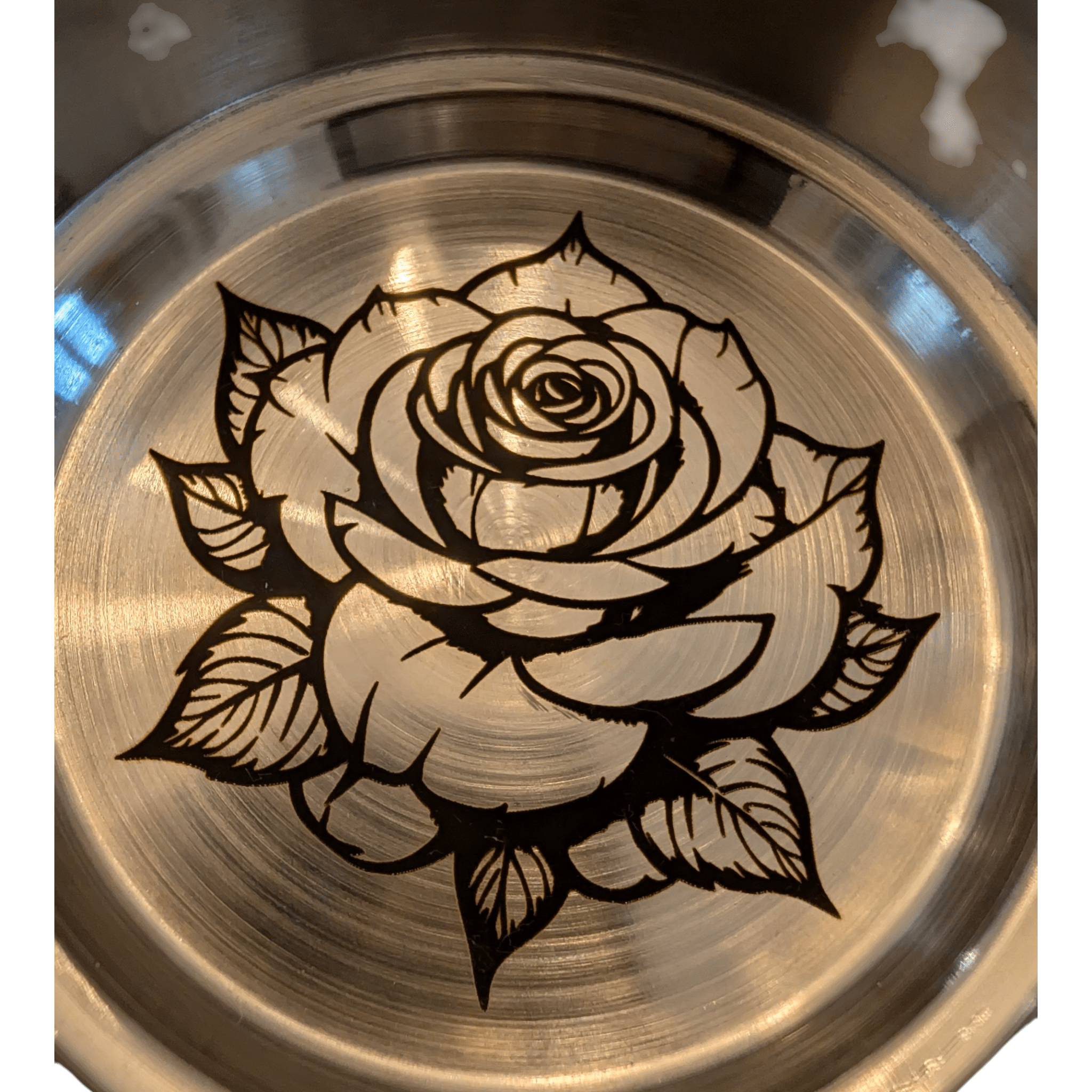 Cendrier de Luxe Gravé – Motif Floral Roses – Inox Brossé - King Gravure Laser