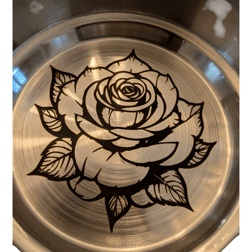 Cendrier de Luxe Gravé – Motif Floral Roses – Inox Brossé - King Gravure Laser