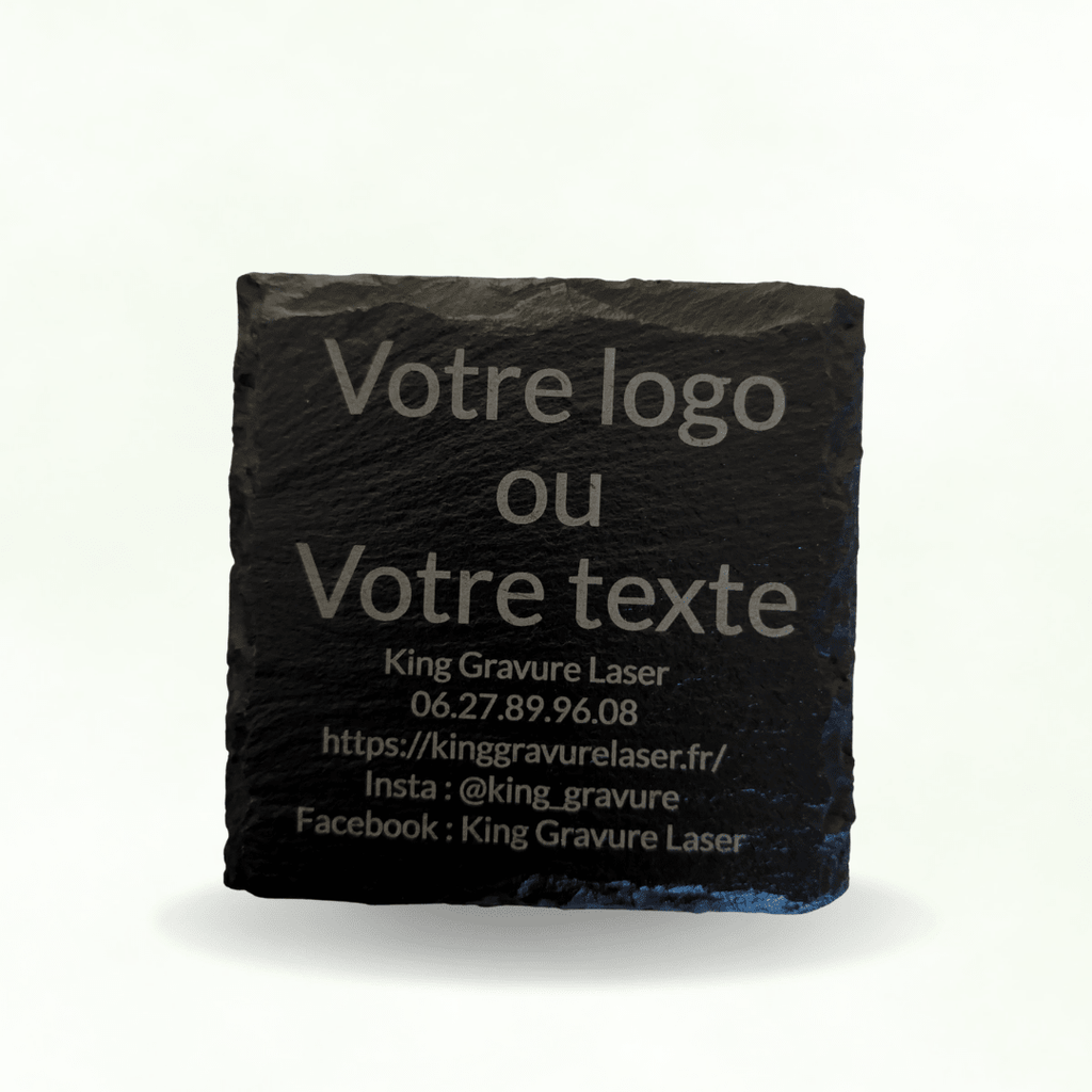 Lot de 6 Dessous de Verre en Ardoise Naturelle - Gravure Laser Personnalisée - King Gravure Laser