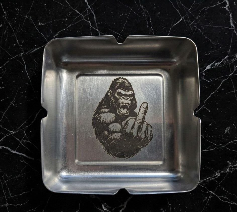 Cendrier Inox Design - Gravure Laser Inaltérable - Personnalisation sur Mesure - King Gravure Laser